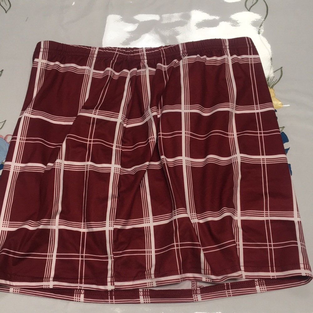 Maroon plaid mini skirt